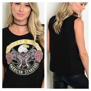 Embellished Black Muscle Tank Top